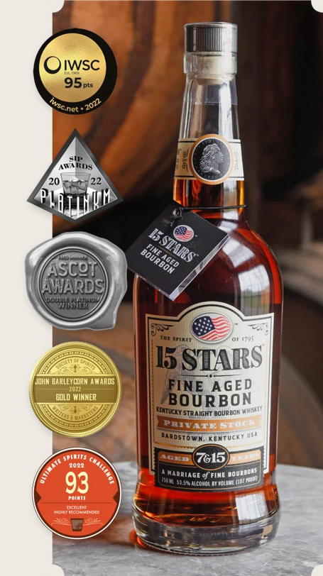 15 Stars Bourbon Private Stock Aged 7and 15 Years 750 ml